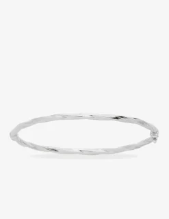 Bracelet jonc ouvrant fil torsadé 3 mm or blanc 375‰ SO OR