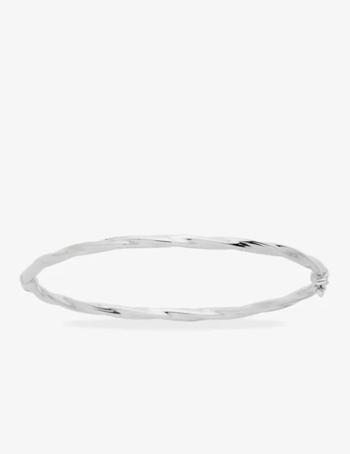 Bracelet jonc ouvrant fil torsadé 3 mm or blanc 375‰ SO OR
