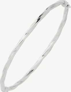 Bracelet jonc ouvrant fil torsadé 3 mm or blanc 375‰ SO OR