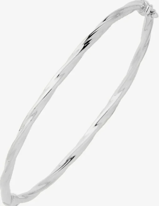 Bracelet jonc ouvrant fil torsadé 3 mm or blanc 375‰ SO OR