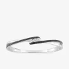 Bracelet jonc ouvrant trilogie argent 925‰ rhodié et oxydes de zirconium blancs et noirs SO OR