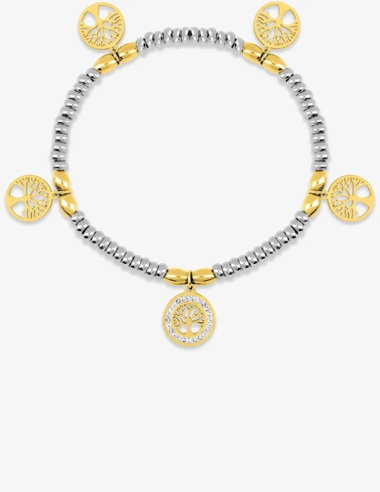 Bracelet élastique acier bicolore et motifs SO OR