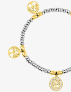 Bracelet élastique acier bicolore et motifs SO OR