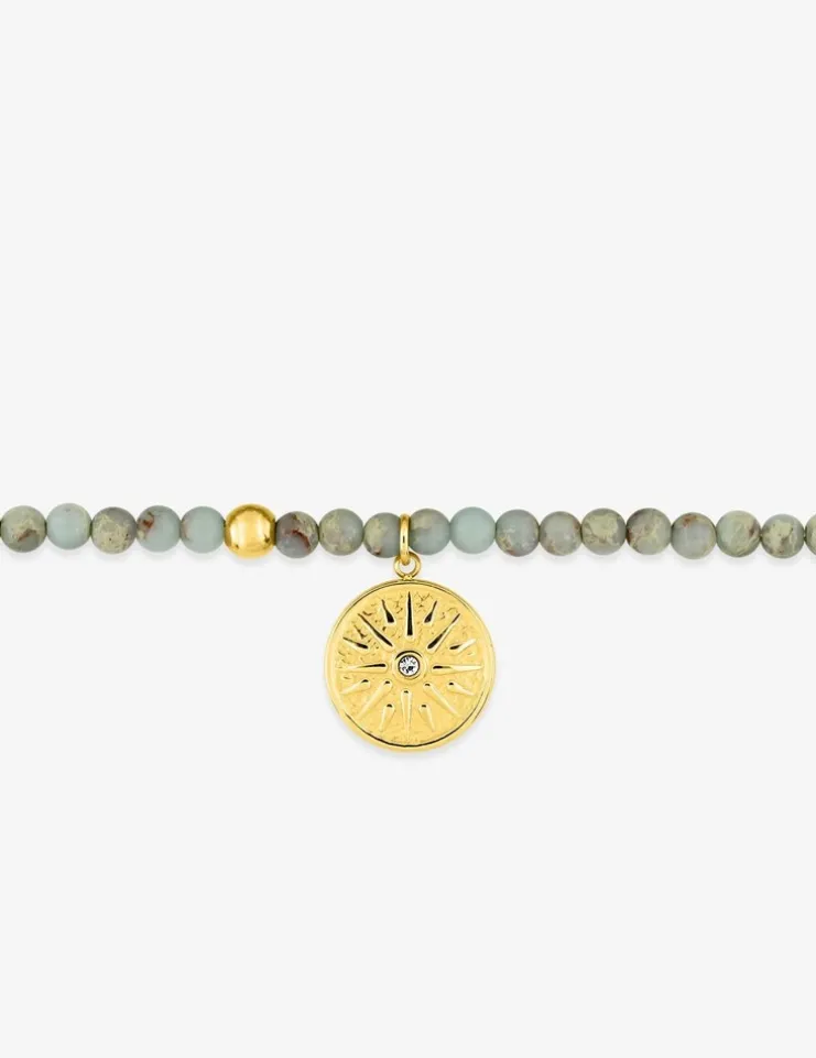 Bracelet élastique acier doré et aventurine verte SO OR