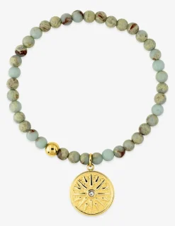 Bracelet élastique acier doré et aventurine verte SO OR