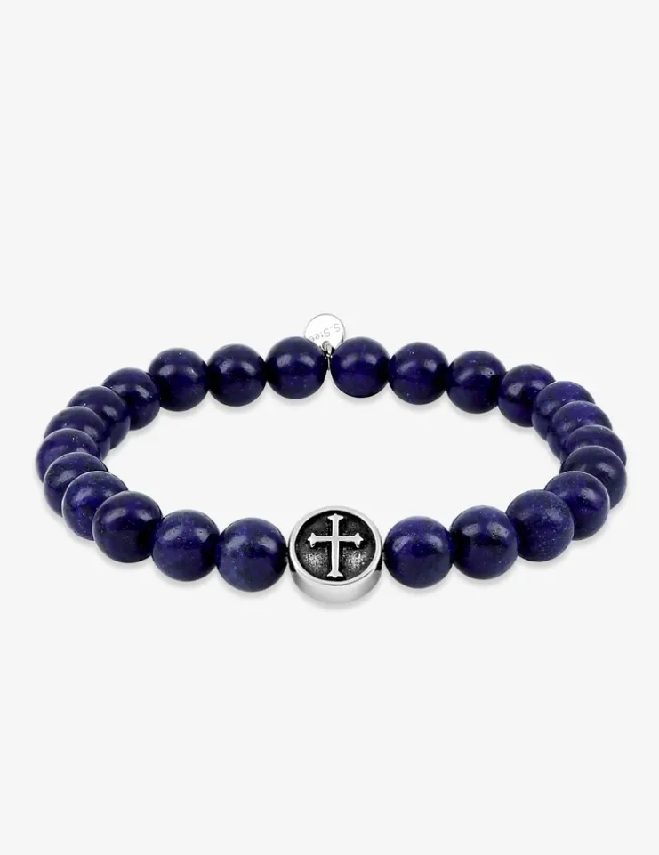 Bracelet élastique agate bleue en acier SO OR