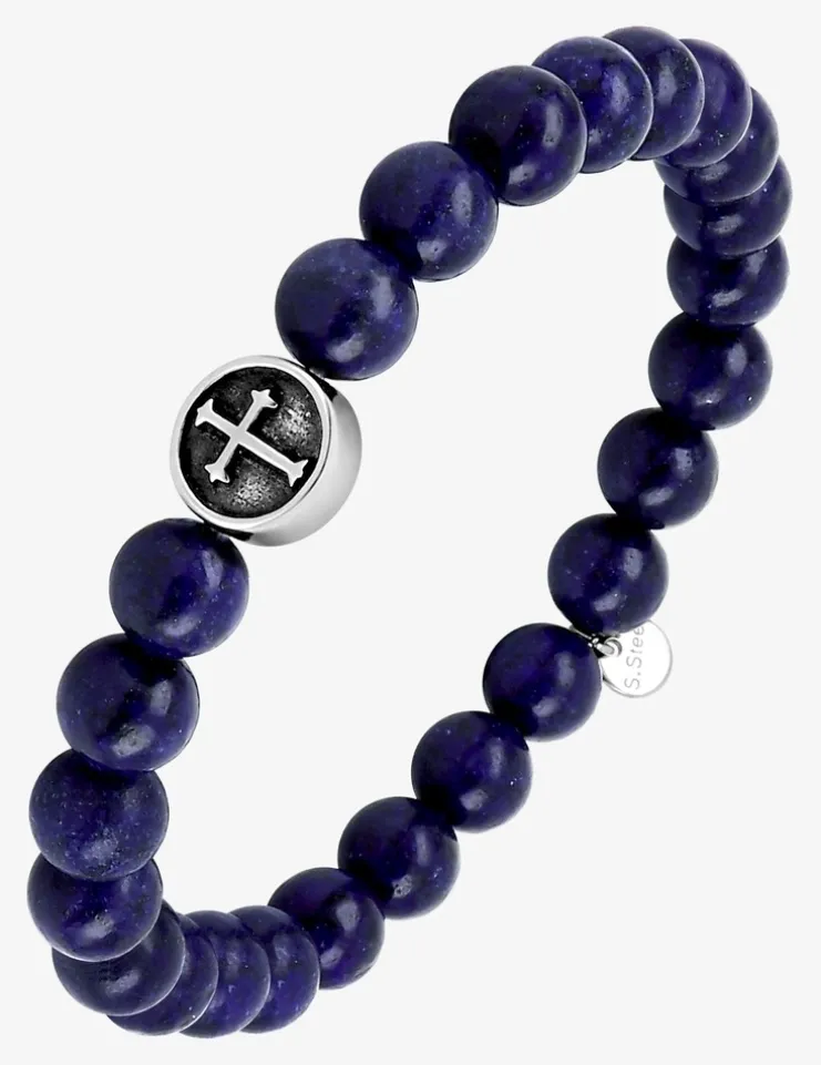 Bracelet élastique agate bleue en acier SO OR