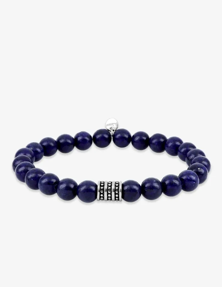 Bracelet élastique agate bleue et breloque acier SO OR