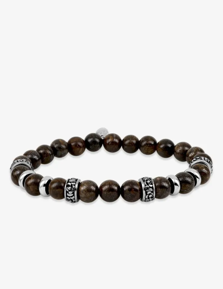 Bracelet élastique bronzite et breloques acier SO OR