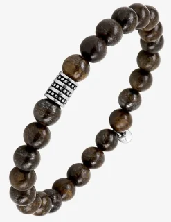 Bracelet élastique bronzite et breloque acier SO OR