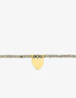 Bracelet élastique cristal gris et motif cœur acier doré SO OR