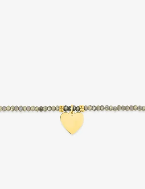 Bracelet élastique cristal gris et motif cœur acier doré SO OR