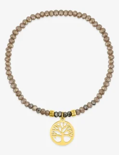 Bracelet élastique cristal rose et acier doré SO OR