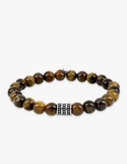 Bracelet élastique œil-de-tigre et breloque acier SO OR