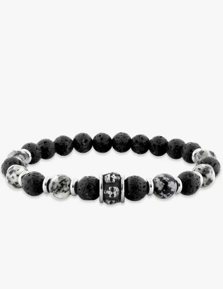 Bracelet élastique obsidienne et acier noirci SO OR