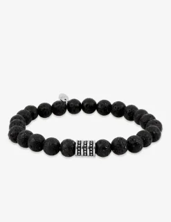 Bracelet élastique pierre de lave acier SO OR