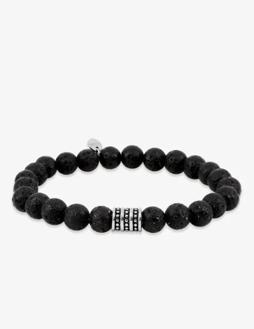 Bracelet élastique pierre de lave acier SO OR