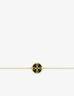 Bracelet Lorever Or jaune 375‰, motif jeton laque noir de Jais SO OR