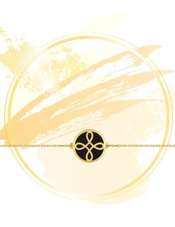 Bracelet Lorever Or jaune 375‰, motif jeton laque noir de Jais SO OR
