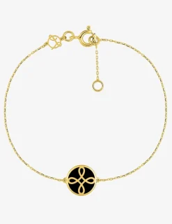 Bracelet Lorever Or jaune 375‰, motif jeton laque noir de Jais SO OR