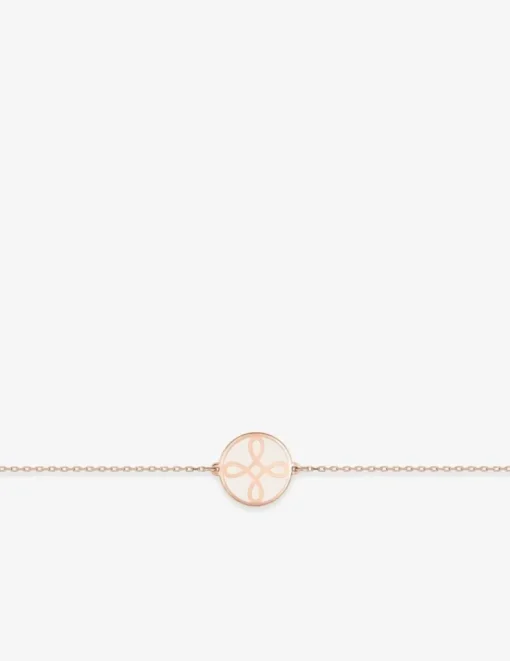 Bracelet Lorever Or rose 375‰, motif jeton laque ivoire SO OR
