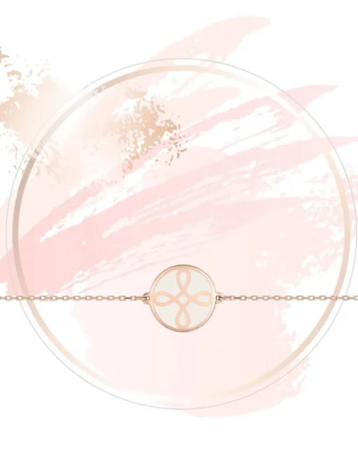 Bracelet Lorever Or rose 375‰, motif jeton laque ivoire SO OR