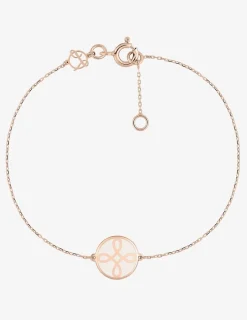 Bracelet Lorever Or rose 375‰, motif jeton laque ivoire SO OR