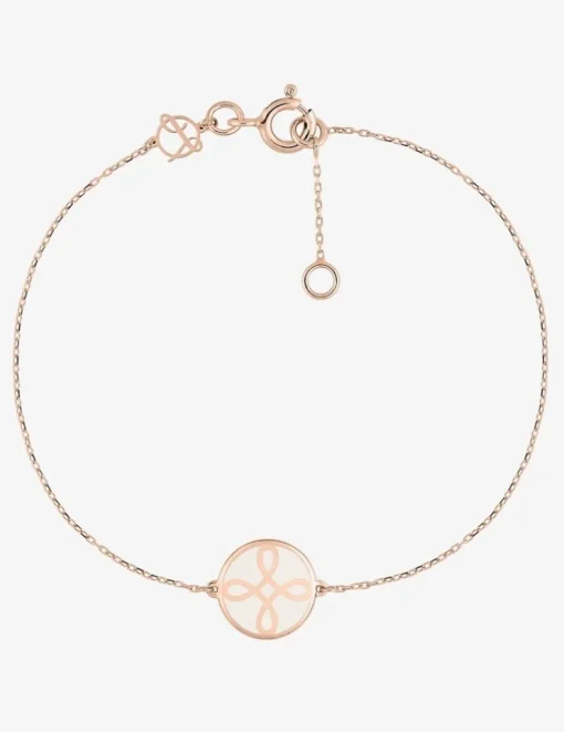 Bracelet Lorever Or rose 375‰, motif jeton laque ivoire SO OR