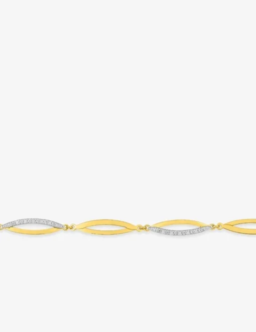 Bracelet losanges or jaune 750‰, rhodium et oxydes de zirconium SO OR