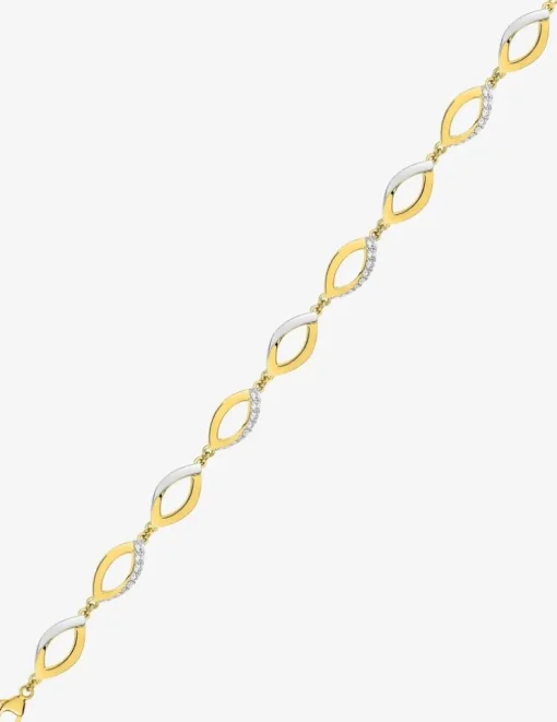 Bracelet losanges plaqué or, rhodium et oxydes de zirconium SO OR