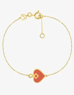 Bracelet Lucky Or jaune 375‰ et laque corail SO OR