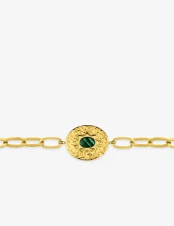 Bracelet maille alternée acier doré et malachite synthétique SO OR