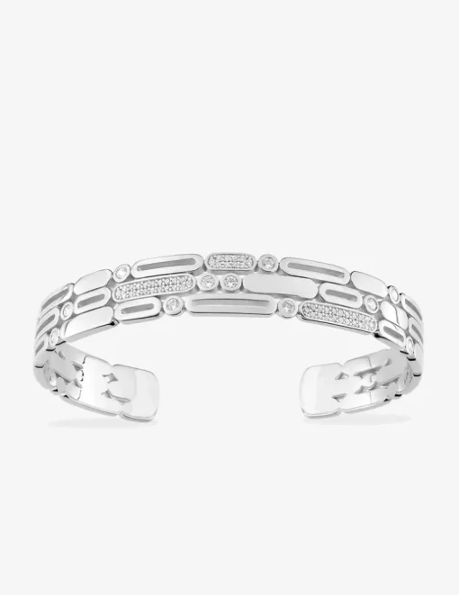 Bracelet manchette en argent 925 ‰ rhodié et oxydes de zirconium SO OR