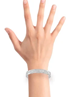 Bracelet manchette en argent 925 ‰ rhodié et oxydes de zirconium SO OR