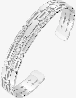 Bracelet manchette en argent 925 ‰ rhodié et oxydes de zirconium SO OR