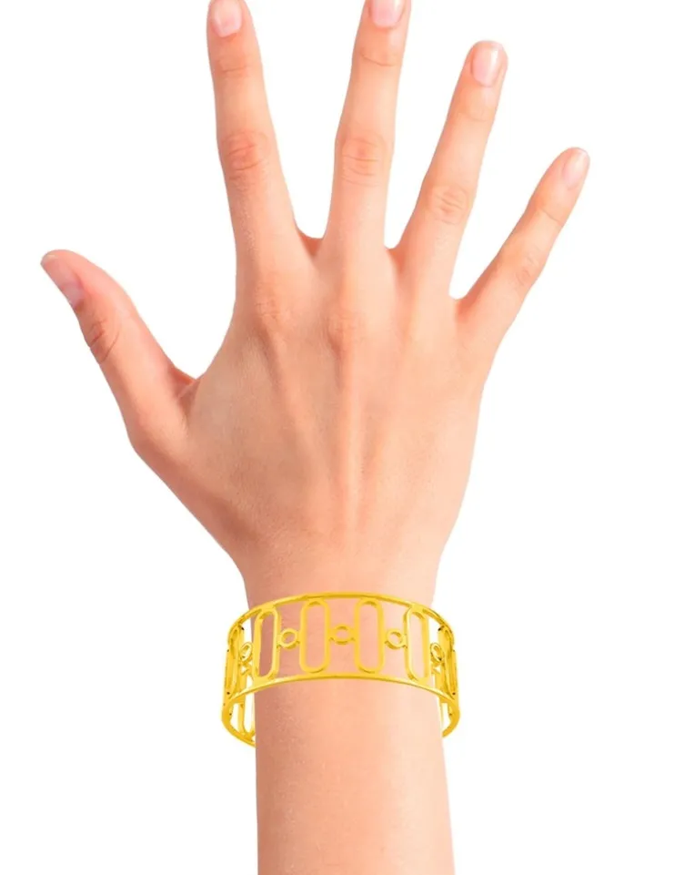 Bracelet manchette ouvert en plaqué or SO OR