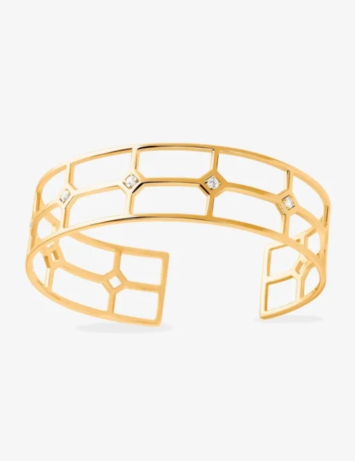 Bracelet manchette plaqué or et oxydes de zirconium SO OR