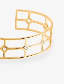 Bracelet manchette plaqué or et oxydes de zirconium SO OR