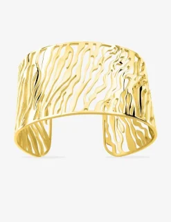 Bracelet manchette rayures acier doré SO OR