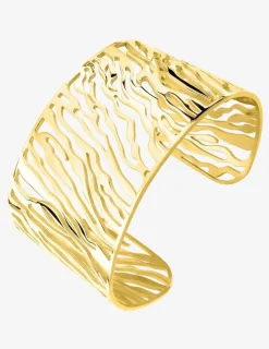 Bracelet manchette rayures acier doré SO OR