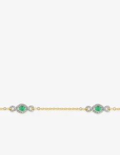 Bracelet motif entrelacé plaqué or, rhodium et oxydes de zirconium blancs et verts SO OR