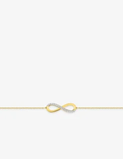 Bracelet motif infini en or jaune 375 ‰, oxydes de zirconium et rhodium SO OR
