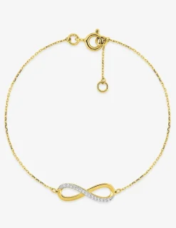 Bracelet motif infini en or jaune 375 ‰, oxydes de zirconium et rhodium SO OR