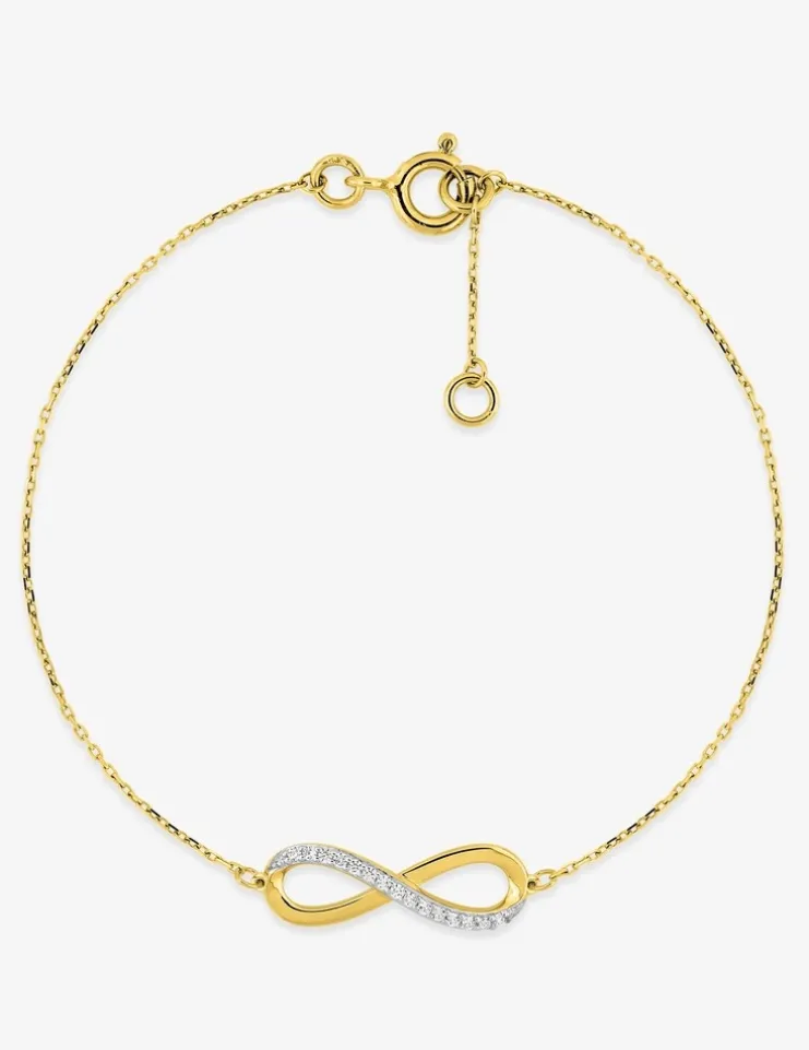 Bracelet motif infini en or jaune 375 ‰, oxydes de zirconium et rhodium SO OR