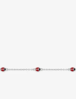 Bracelet motifs coccinelles en argent 925 ‰ rhodié, laqué rouge SO OR