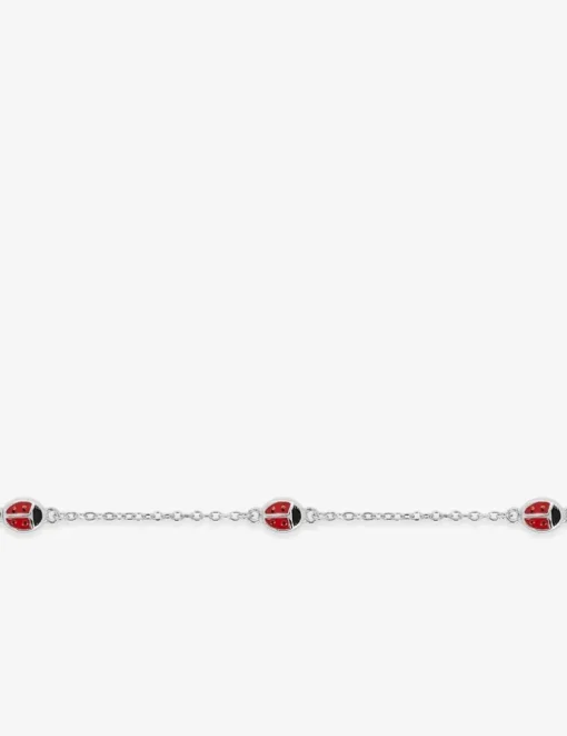 Bracelet motifs coccinelles en argent 925 ‰ rhodié, laqué rouge SO OR