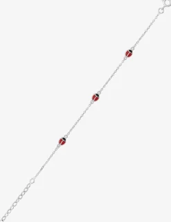 Bracelet motifs coccinelles en argent 925 ‰ rhodié, laqué rouge SO OR