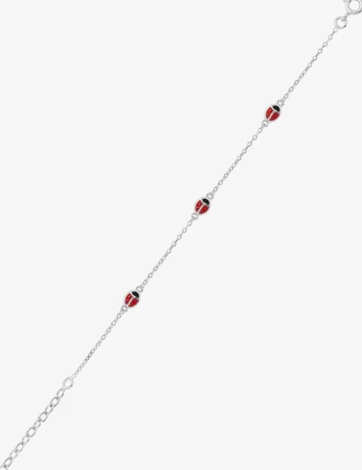 Bracelet motifs coccinelles en argent 925 ‰ rhodié, laqué rouge SO OR