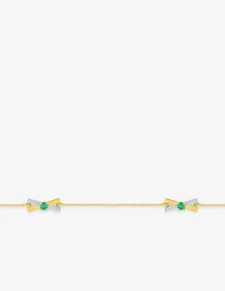 Bracelet motifs croisés bicolores émeraude or 375‰ SO OR
