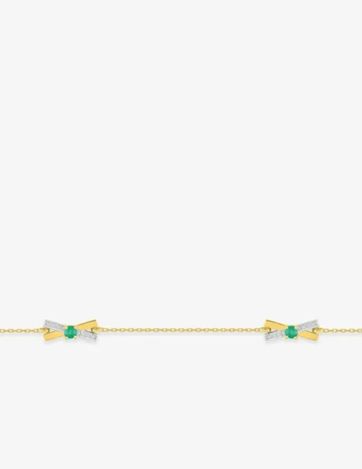 Bracelet motifs croisés bicolores émeraude or 375‰ SO OR